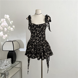 New Simple Floral Design A-line Sleeveless Spaghetti Strap Dress HZ1024