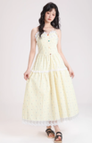 Simple Fashion Light Yellow Floral Design Spaghetti Strap Dress HZ1024
