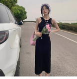 Simple Women Fashion Gray Black Halter Dress HZ1024