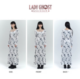 New Fashion Butterfly Pattern Design Sense White Long-sleeved Dress HZ1024