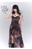 Fashion Vintage Butterfly irregular Dress Brim Design Spaghetti Strap Dress HZ1024