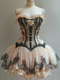 Retro Strapless Sweetheart Lolita Princess Dress A-line Applique Chiffon Party Dress Homecoming Dress HZ1024