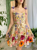 Charming 3D Floral Tulle Design A-line Short Spaghetti Strap Homecoming Dress HZ1024
