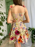 Charming 3D Floral Tulle Design A-line Short Spaghetti Strap Homecoming Dress HZ1024