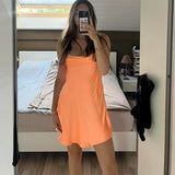 Cute Orange Satin Spaghetti Strap Sheath Short Party Dress Cocktail Dress Homecoming Dress HZ1024