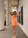 Cute Orange Satin Spaghetti Strap Sheath Short Party Dress Cocktail Dress Homecoming Dress HZ1024
