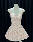 Vintage Floral A-Line Homecoming Dress Square-neck Party Dress Short Cocktail Dress HZ1024