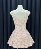 Vintage Floral A-Line Homecoming Dress Square-neck Party Dress Short Cocktail Dress HZ1024