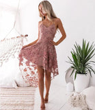 Charming Dusty Rose Lace Appliqued Design A-line Spaghetti Strap Homecoming Dress HZ1024