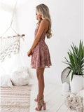 Charming Dusty Rose Lace Appliqued Design A-line Spaghetti Strap Homecoming Dress HZ1024