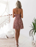Charming Dusty Rose Lace Appliqued Design A-line Spaghetti Strap Homecoming Dress HZ1024