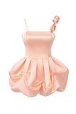 Vintage Pink Satin Short A-Line Party Dress Cocktail Dress Homecoming Dress HZ1024