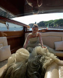 Gorgeous Sage Green 3D Flowers Strapless A-Line Floor-length Prom Dress Evening Dress HZ1024