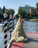 Gorgeous Sage Green 3D Flowers Strapless A-Line Floor-length Prom Dress Evening Dress HZ1024