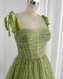Charming Green Glitter Sequin Tulle Design A-line Homecoming Dress HZ1024