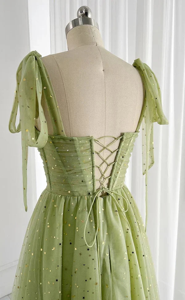 Charming Green Glitter Sequin Tulle Design A-line Homecoming Dress HZ1024