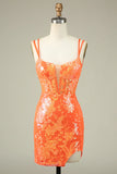 Gorgeous Sequined Appliqued Design A-line Spaghetti Strap Homecoming Dress HZ1024