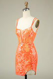 Gorgeous Sequined Appliqued Design A-line Spaghetti Strap Homecoming Dress HZ1024