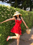 Cute Red Sweetheart Spaghetti Strap Short A-Line Chiffon Party Dress Cocktail Dress Homecoming Dress HZ1024