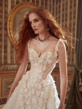 Gorgeous Ivory Sweetheart Applique Straps A-Line Wedding Dress Prom Dress Evening Dress HZ1024