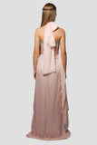 Vintage Pink Shiny Beaded Halter-neck Long Prom Dress Evening Dress HZ1024
