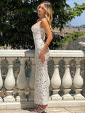Vintage White Lace Prom Dress Sheath Spaghetti Strap Evening Dress Long Formal Dress HZ1024