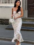 Vintage White Lace Prom Dress Sheath Spaghetti Strap Evening Dress Long Formal Dress HZ1024