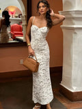 Vintage White Lace Prom Dress Sheath Spaghetti Strap Evening Dress Long Formal Dress HZ1024