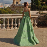 Gorgeous Green Shiny Beaded Spaghetti Strap A-Line Long Prom Dress Evening Dress HZ1024