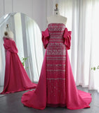 Vintage Shiny Beaded Strapless Sheath Cape Design Long Prom Dress Evening Dress HZ1024