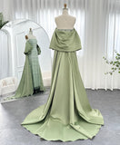 Vintage Shiny Beaded Strapless Sheath Cape Design Long Prom Dress Evening Dress HZ1024