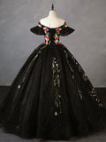 Black Tulle Lace Long Prom Dress, Black Tulle Long Evening Dress HZ1024