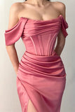 NEW ARRIVAL OFF-THE-SHOULDER MERMAID EVENING PARTY GOWNS LONG SLIT HZ1024