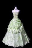 Elegant Green Embroidery Pleated A-Line Ball Gown Sweet 16 Quinceanera Evening Dress HZ1024