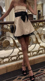 Vintage Ivory Embroidery Strapless A-Line Short Party Dress Cocktail Dress Homecoming Dress HZ1024