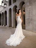 Gorgeous White Lace Mermaid Spaghetti Strap Wedding Dress Prom Dress Evening Dress HZ1024