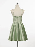 Charming Mint Green Spaghetti Straps Satin Design A-line Short Homecoming Dress HZ1024