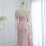 Vintage Shiny Beaded Long-sleeve Mermaid Long Prom Dress Evening Dress HZ1024