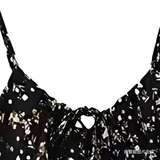 Simple Black Floral Irregular Ruffled Hem Design A-line Sleeveless Spaghetti Strap Dress HZ1024