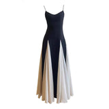 New Fashion Color Combination Design A-line Casual Sleeveless Spaghetti Strap Dress HZ1024