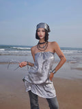 New Fashion Silvery Glitter Strapless Design A-line Party Dress HZ1024
