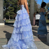 Vintage Shiny Sequin A-Line Prom Dress Spaghetti Strap Tiered Evening Dress Long Formal Dress HZ1024