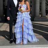 Vintage Shiny Sequin A-Line Prom Dress Spaghetti Strap Tiered Evening Dress Long Formal Dress HZ1024