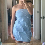 New Style Light Blue Bodycon Design Strapless Homecoming Dress HZ1024