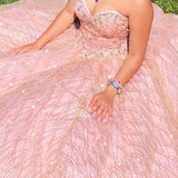 Vintage Pink Sequin Sweet 16 Quinceanera A-Line Strapless Floor-length Prom Dress Birthday Dress Evening Dress Ball Gown HZ1024