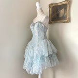 Charming Light Blue Sequined Design Elegant Mesh Spaghetti Strap Homecoming Dress HZ1024