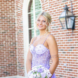 Vintage Lilac Applique Sequin Prom Dress Sweetheart A-Line Evening Dress Long Formal Dress HZ1024