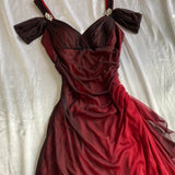 Vintage Shiny Burgundy Sheath Chiffon Shoulder Strap Design Long Prom Dress Evening Dress HZ1024