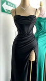 Charming Satin High Slit Sweetheart Mermaid Long Prom Dress Party Dress Evening Dress HZ1024