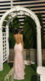 Enchanting Pink Lace Backless Mermaid Long Prom Dress Party Dress Evening Dress HZ1024